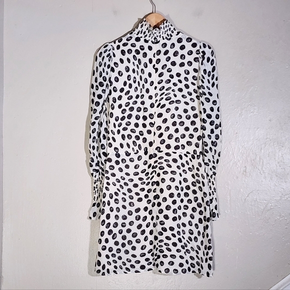 Reformation Black and White Polka Dot Long Sleeve Dress - Picture 2 of 6